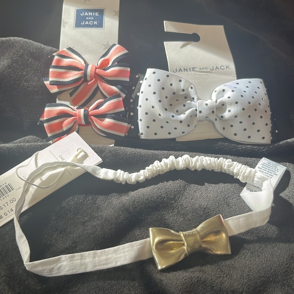 JANIE AND JACK HAIR BOWS HAIR CLIPS AND HEADBAND  NWT GIRL’S HAIR BOWS. #260